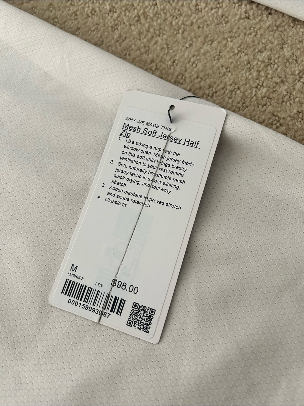 NWT lululemon athletica Men's Mesh Soft Jersey Half Zip in Cream - Picture 5 of 6